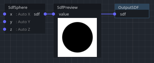 Screenshot of a preview node showing the output of a sphere node