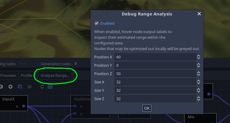 Analyse range editor screenshot